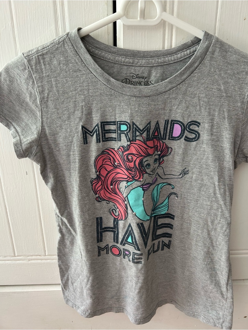 VGUC DISNEY Tee with Pink-Haired Mermaid Graphic, Short Sleeve Scoop Neck